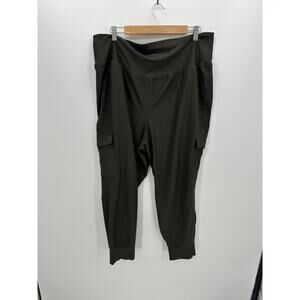 Old Navy‎ Womens Green High Rise Jogger Workout Pants Size 2X Stretch Cropped